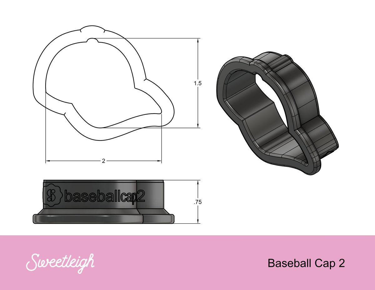 Baseball Cap 2 Cookie Cutter