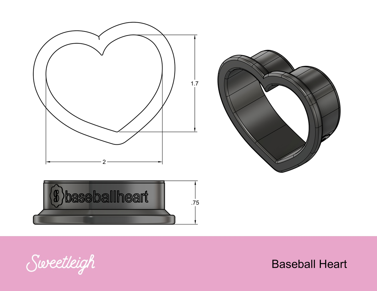 Baseball Heart Cookie Cutter