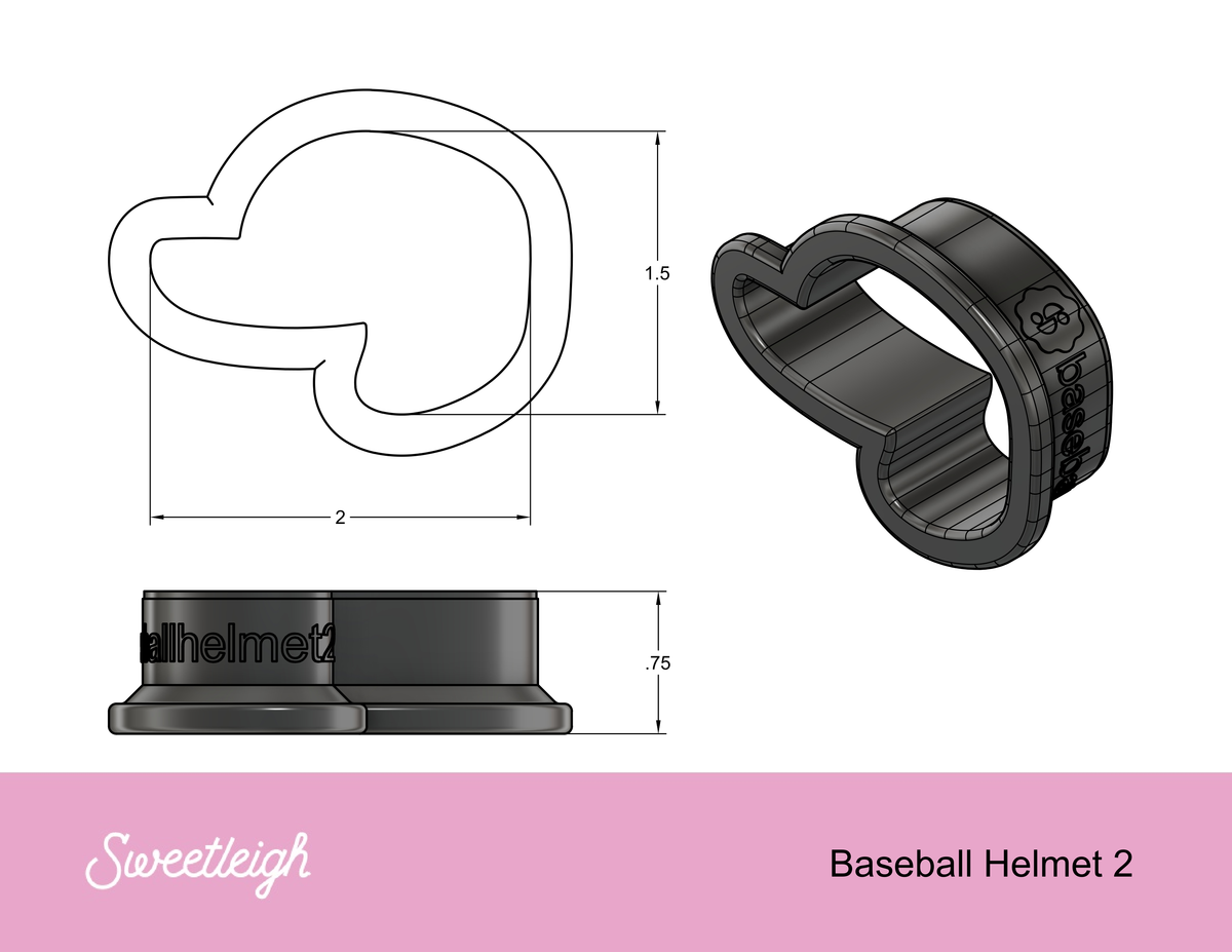 Baseball Helmet 2 Cookie Cutter