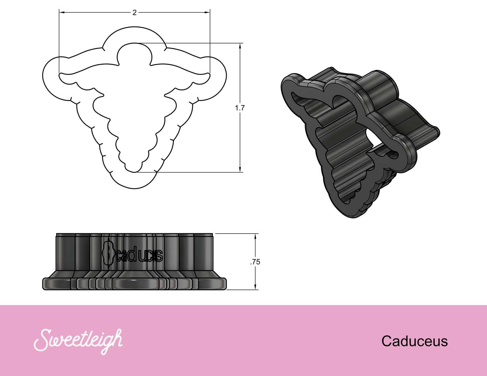 Caduceus Cookie Cutter - Sweetleigh 