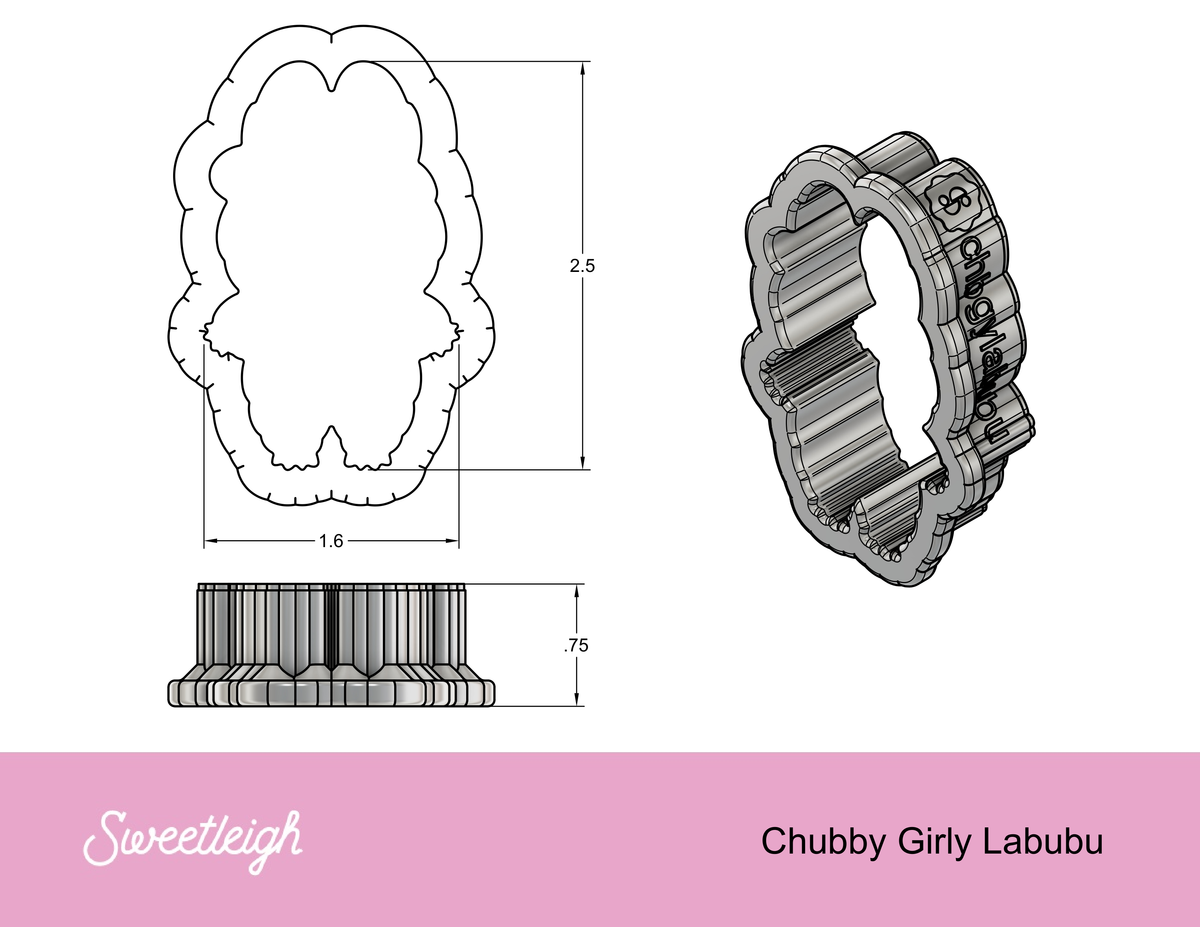 Chubby Girly Labubu Cookie Cutter