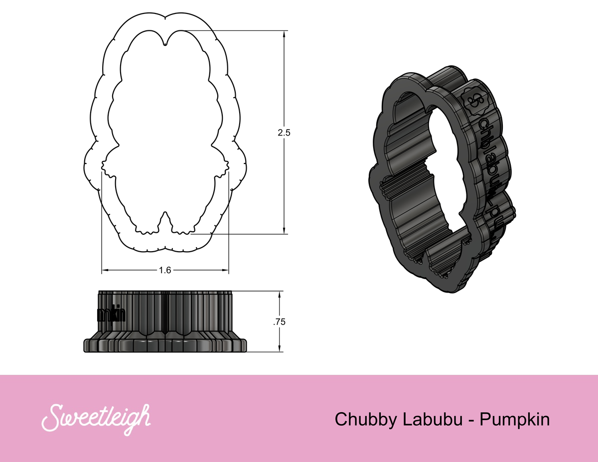 Chubby Labubu Pumpkin Cookie Cutter