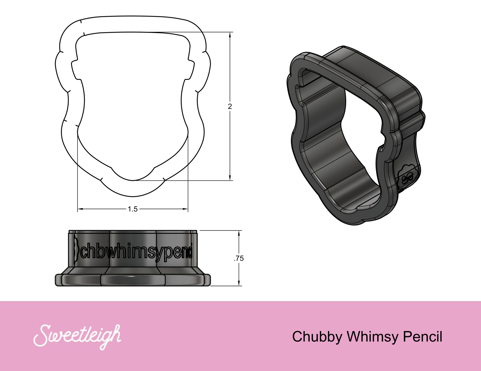 Chubby Whimsy Pencil Cookie Cutter - Sweetleigh 