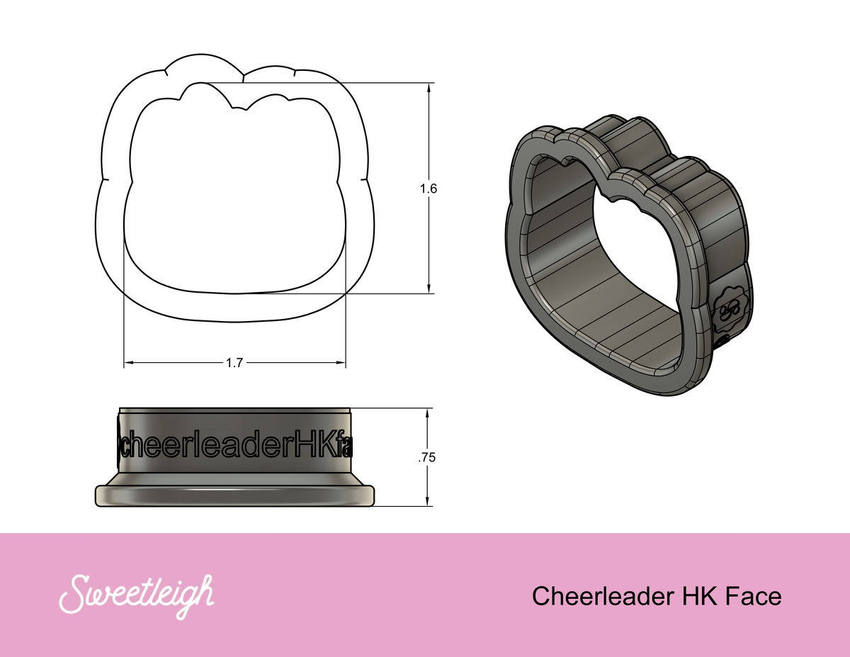 Cheerleader Kitty Face Cookie Cutter