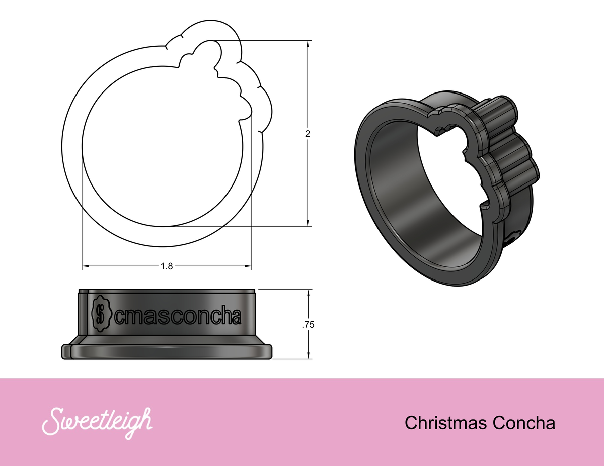 Christmas Concha Cookie Cutter