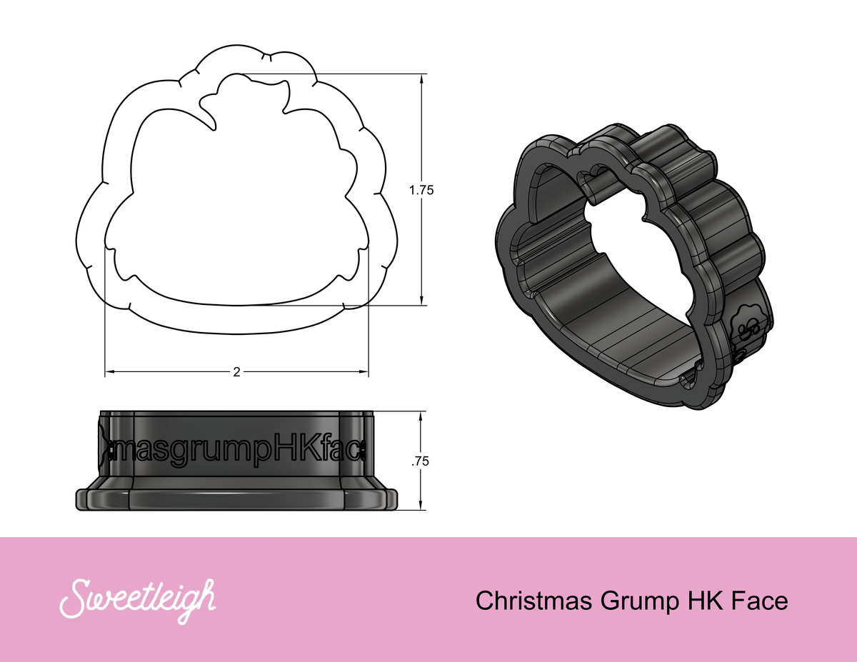 Christmas Grump Kitty Face Cookie Cutter