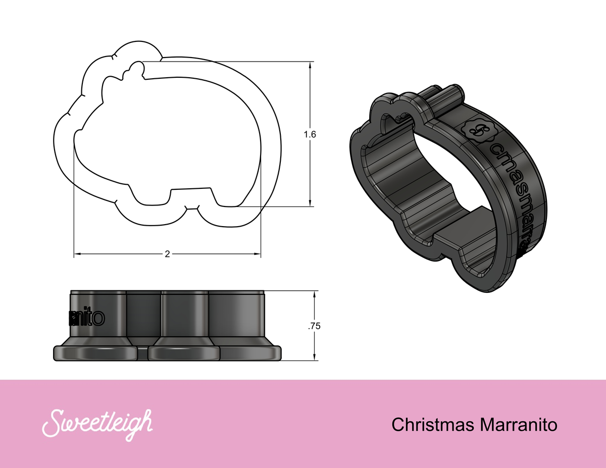 Christmas Marranitos Cookie Cutter