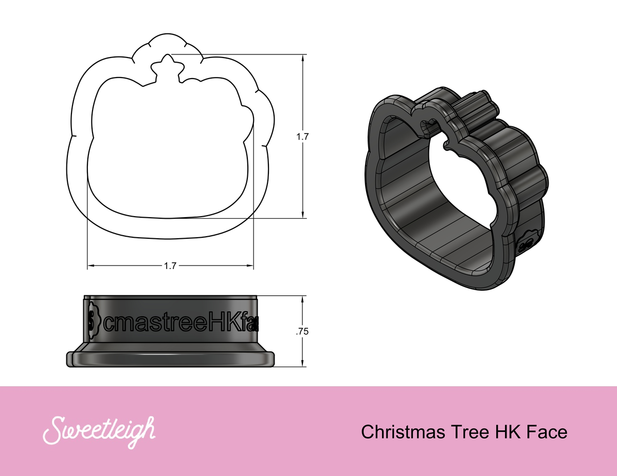 Christmas Tree Kitty Face Cookie Cutter