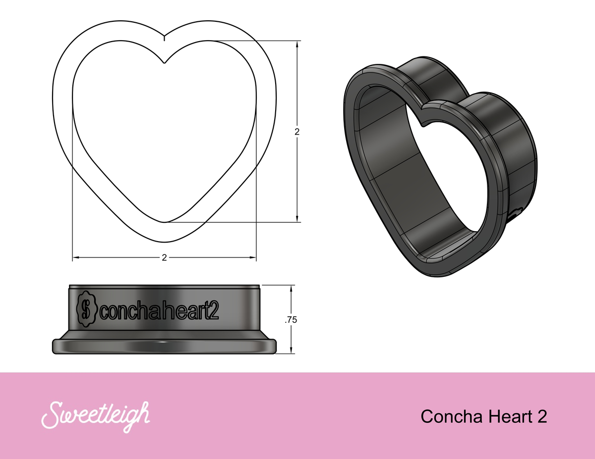 Concha Heart 2 Cookie Cutter