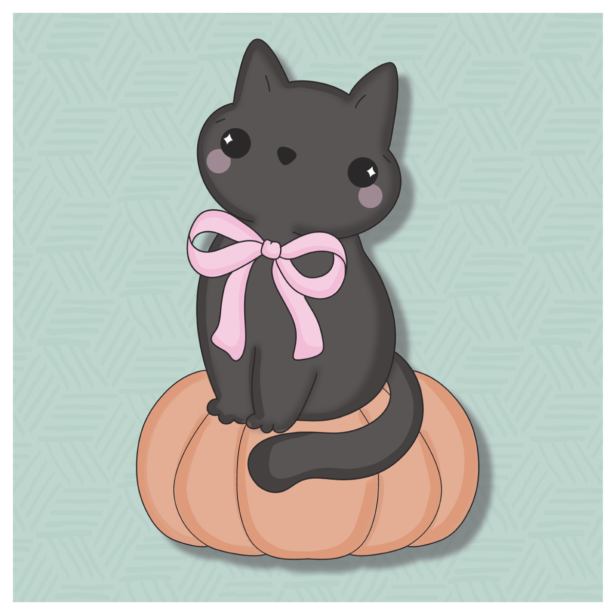 Coquette Cat on Pumpkin Cookie Cutter