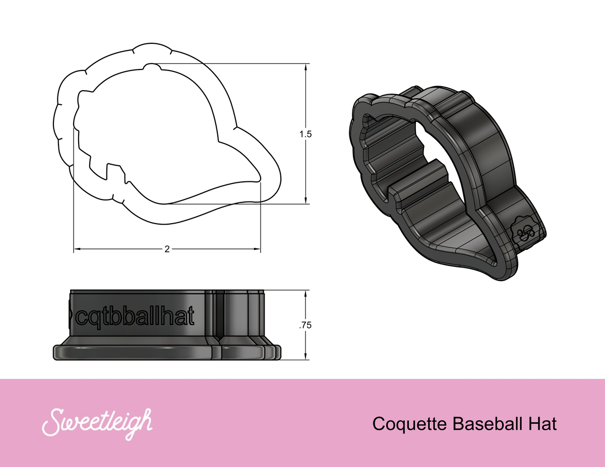 Coquette Ball Cap Cookie Cutter