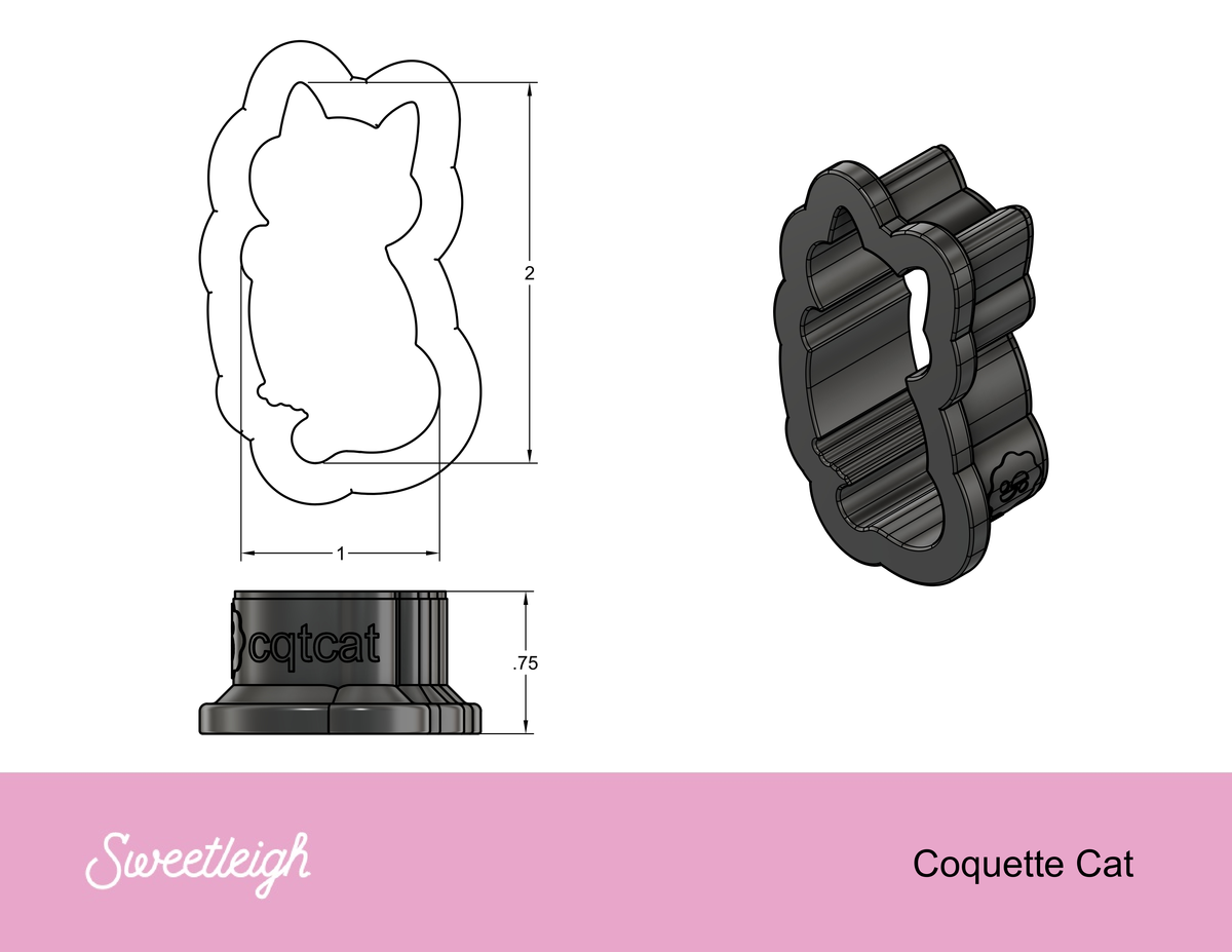 Coquette Cat Cookie Cutter