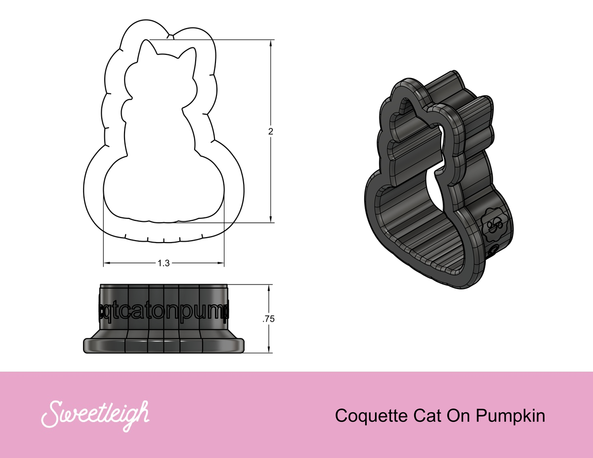 Coquette Cat on Pumpkin Cookie Cutter