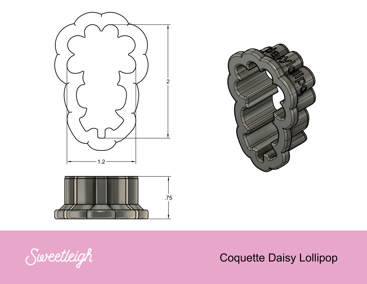 Coquette Daisy Lollipop Cookie Cutter