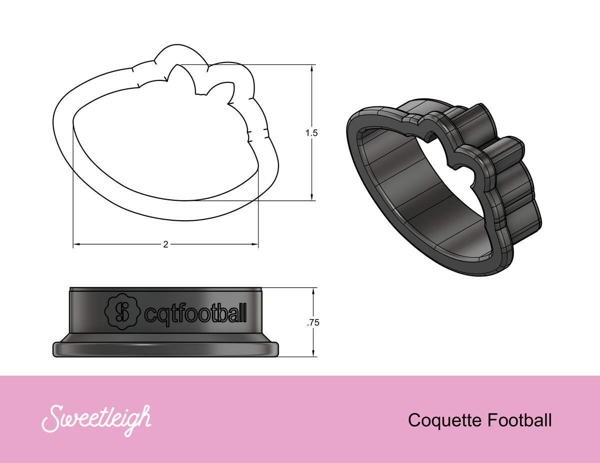 Coquette Football Cookie Cutter