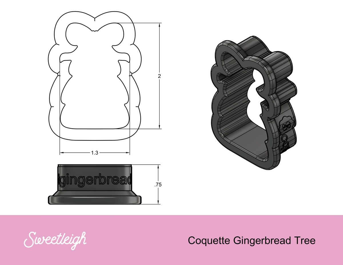 Coquette Gingerbread Tree Cookie Cutter