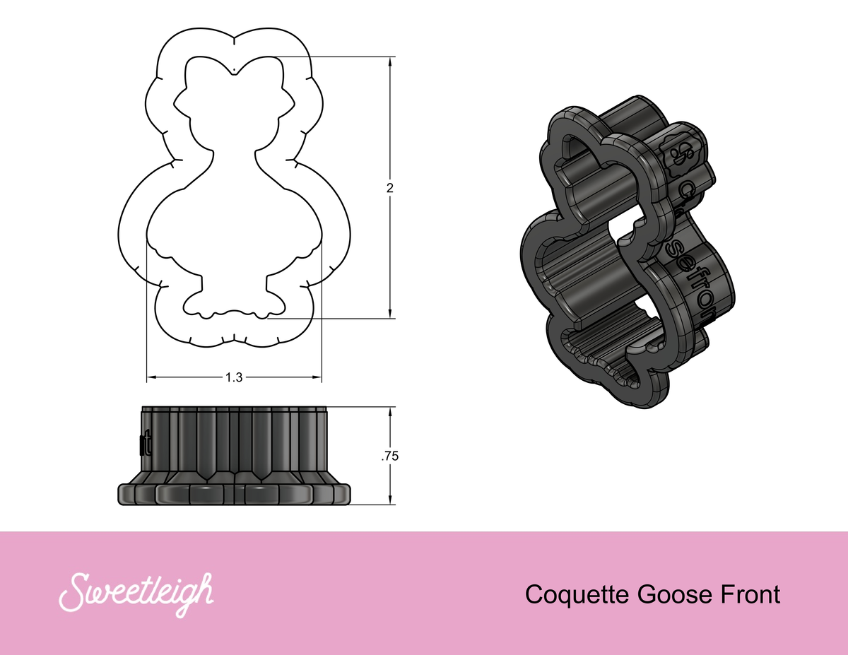 Coquette Goose Front Cookie Cutter