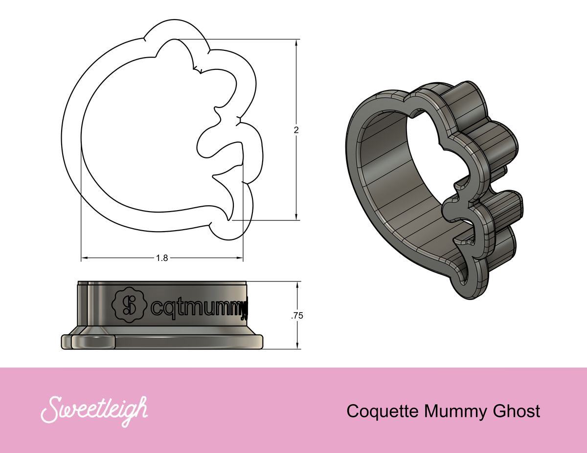 Coquette Mummy Ghost Cookie Cutter