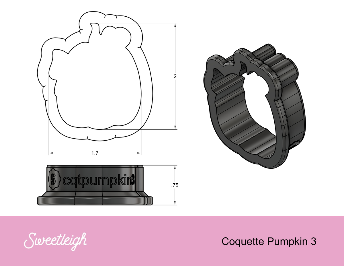 Coquette Pumpkin 3 Cookie Cutter