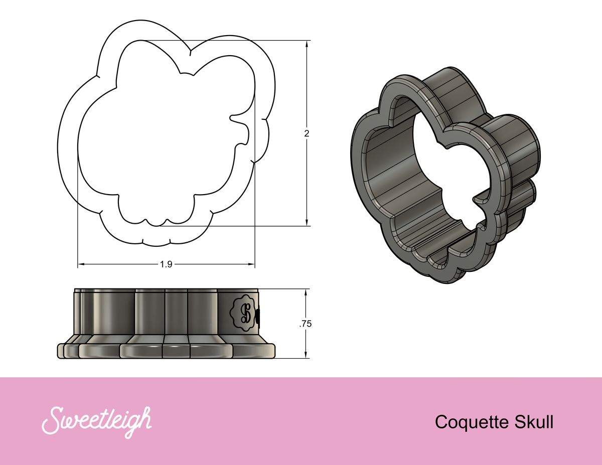 Coquette Skull Cookie Cutter