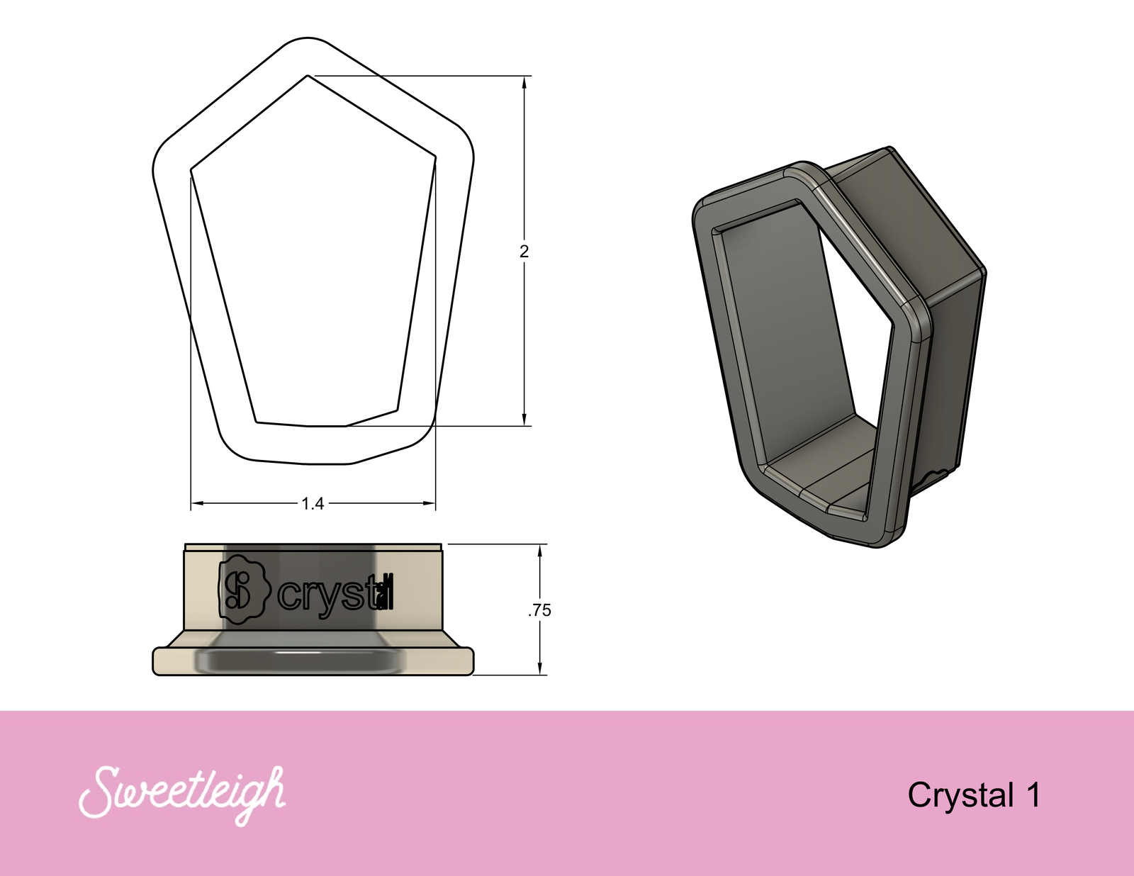Crystal 1 Cookie Cutter - Sweetleigh 