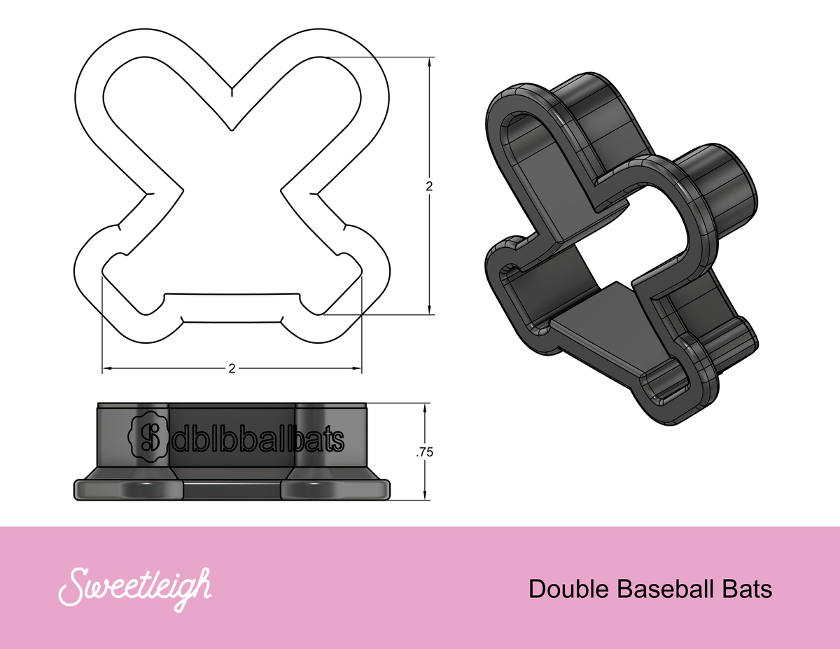 Double Baseball Bats Cookie Cutter