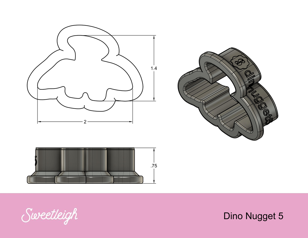 Dino Nugget 5 Piece Cookie Cutter Set