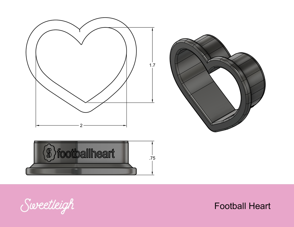 Football Heart Cookie Cutter