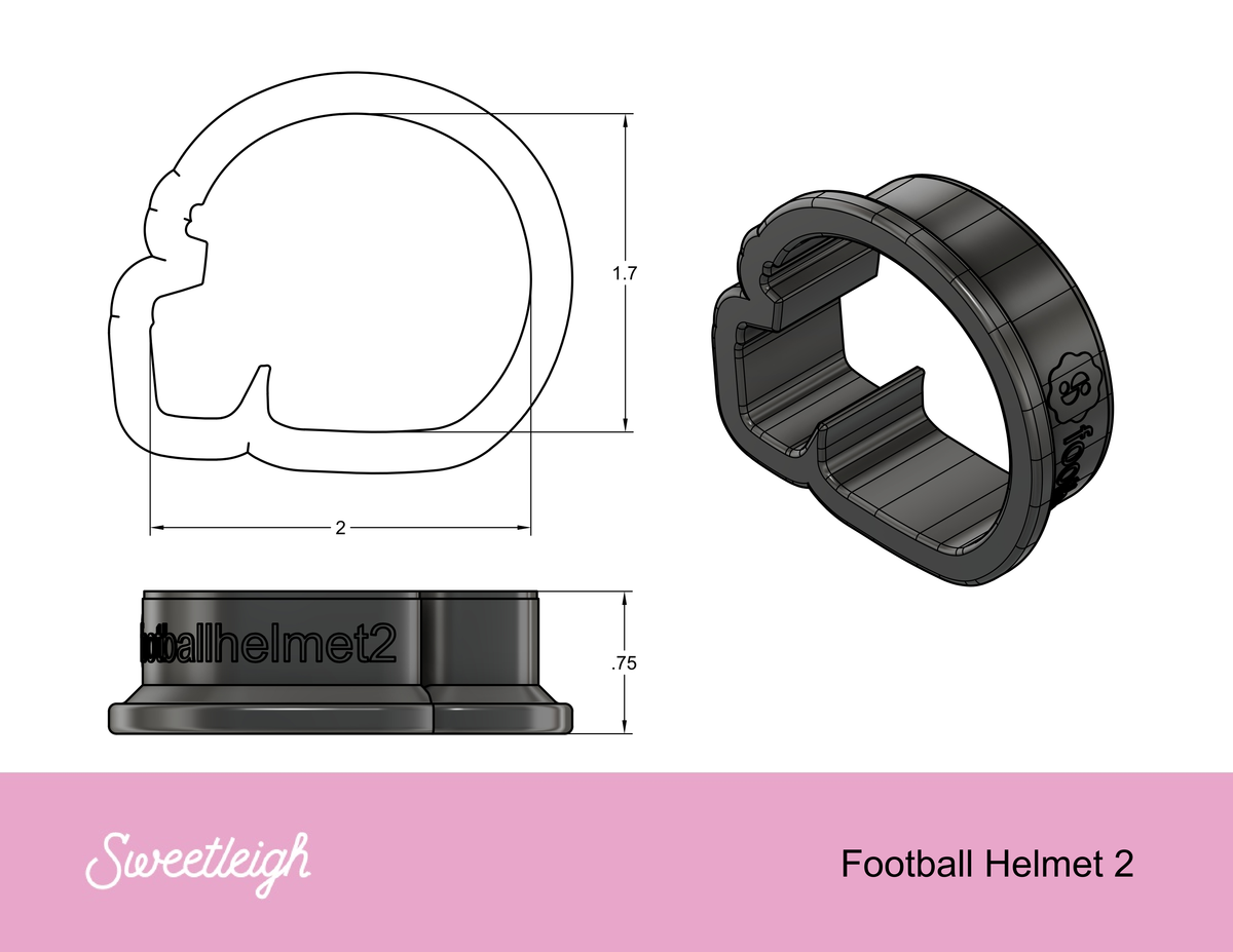 Football Helmet 2 Cookie Cutter