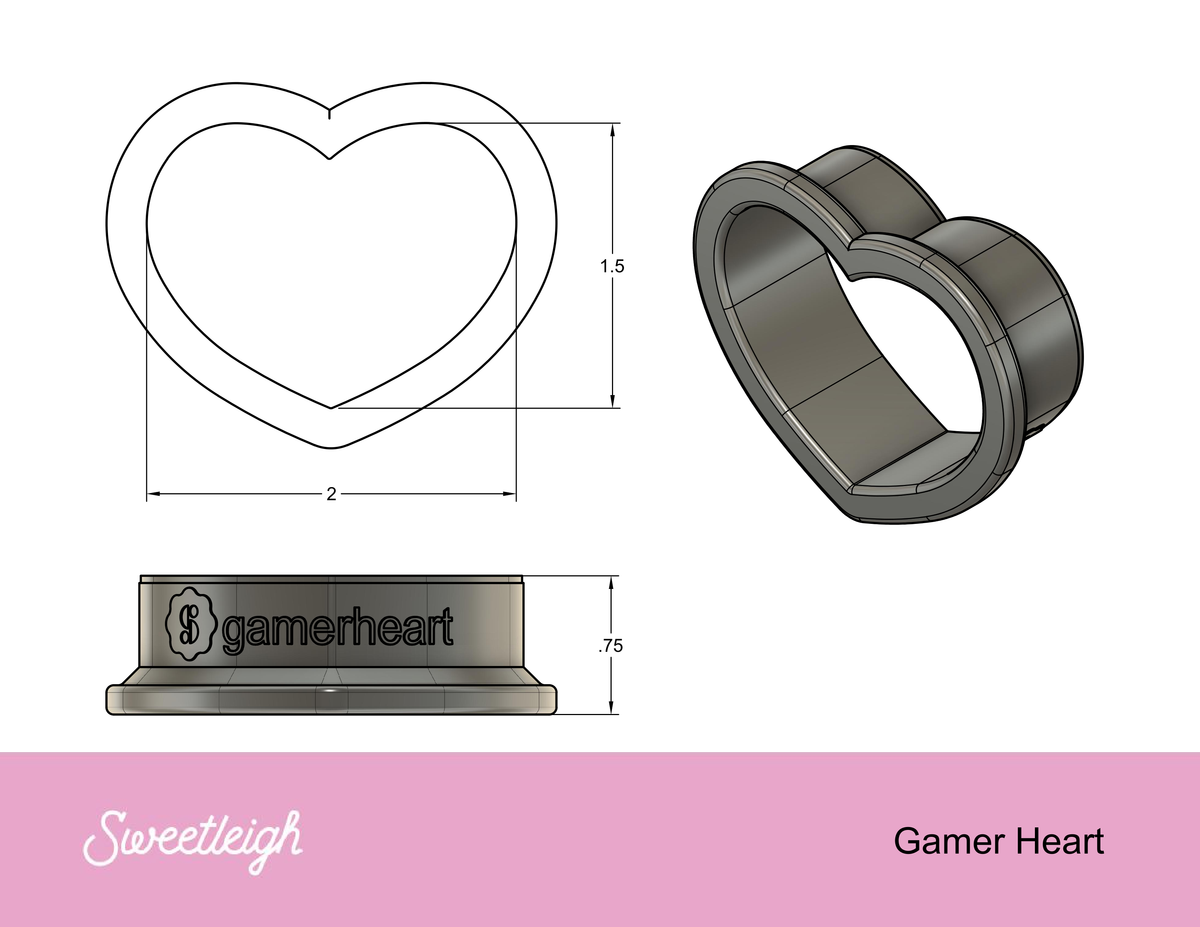 Gamer Heart Cookie Cutter by MinnieCakes