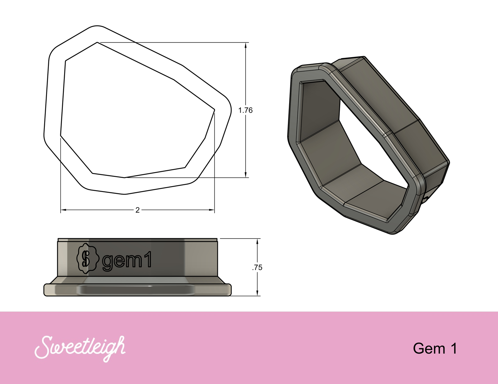Gem 1 Cookie Cutter - Sweetleigh 
