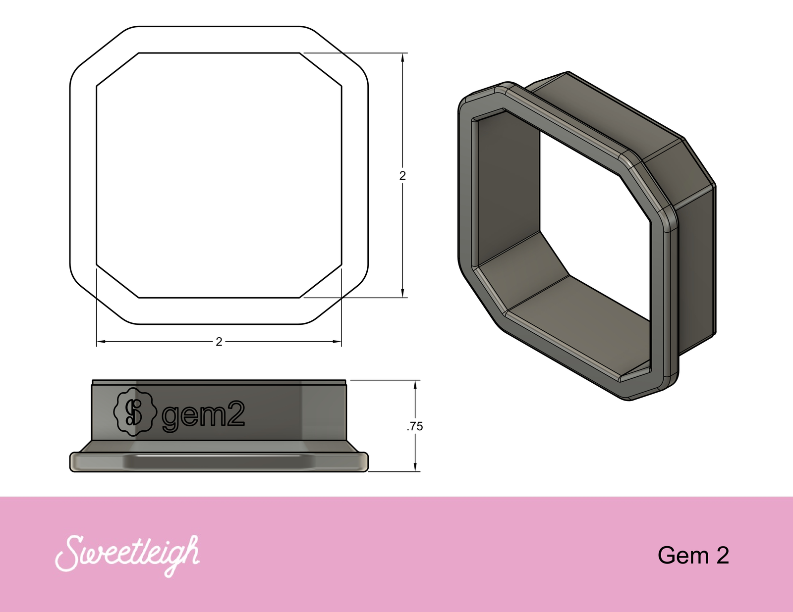 Gem 2 Cookie Cutter - Sweetleigh 