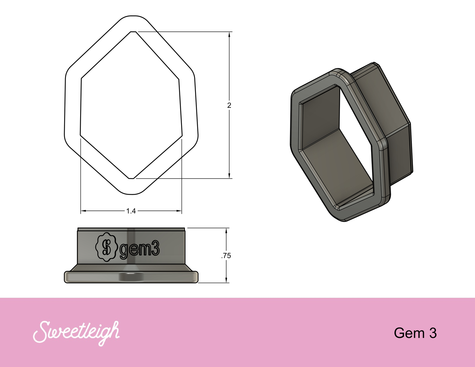 Gem 3 Cookie Cutter - Sweetleigh 