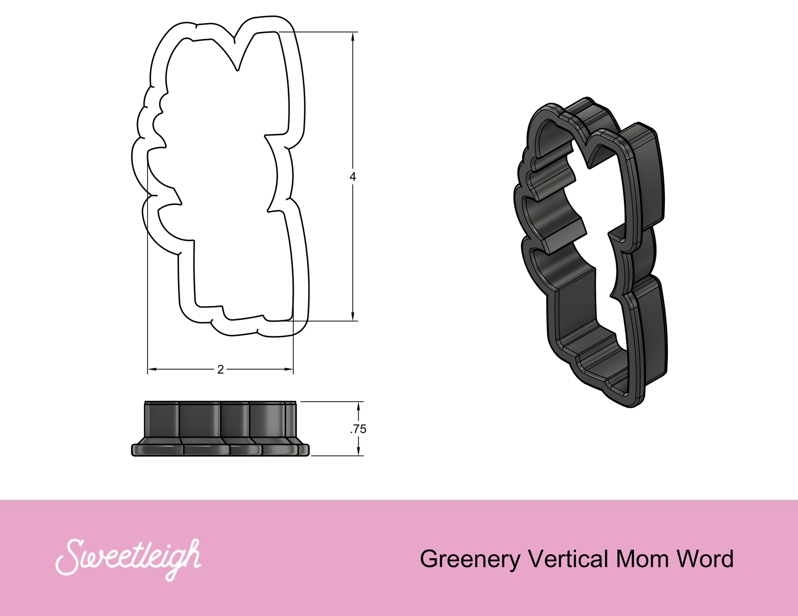 Greenery Vertical Mom Word - Sweetleigh 