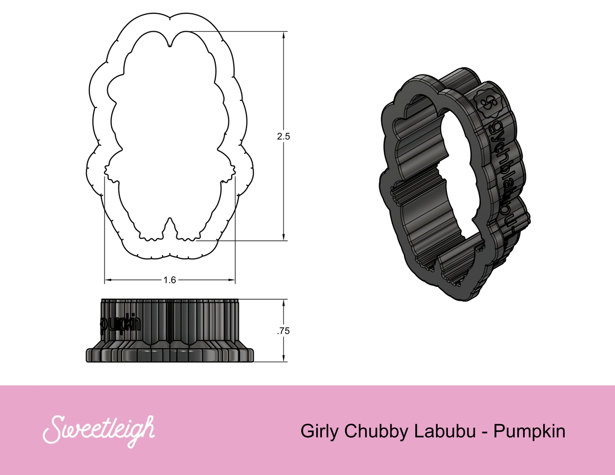 Chubby Girly Labubu Pumpkin Cookie Cutter