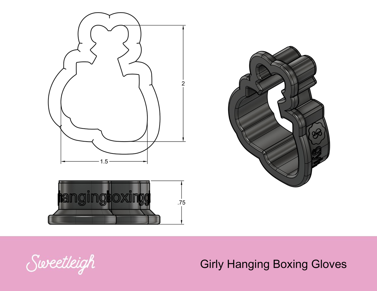 Girly Hanging Boxing Gloves Cookie Cutter
