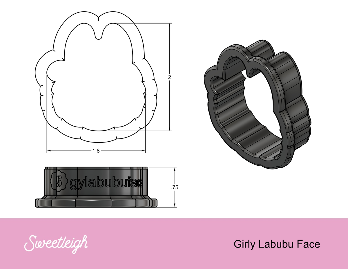 Girly Labubu Face Cookie Cutter