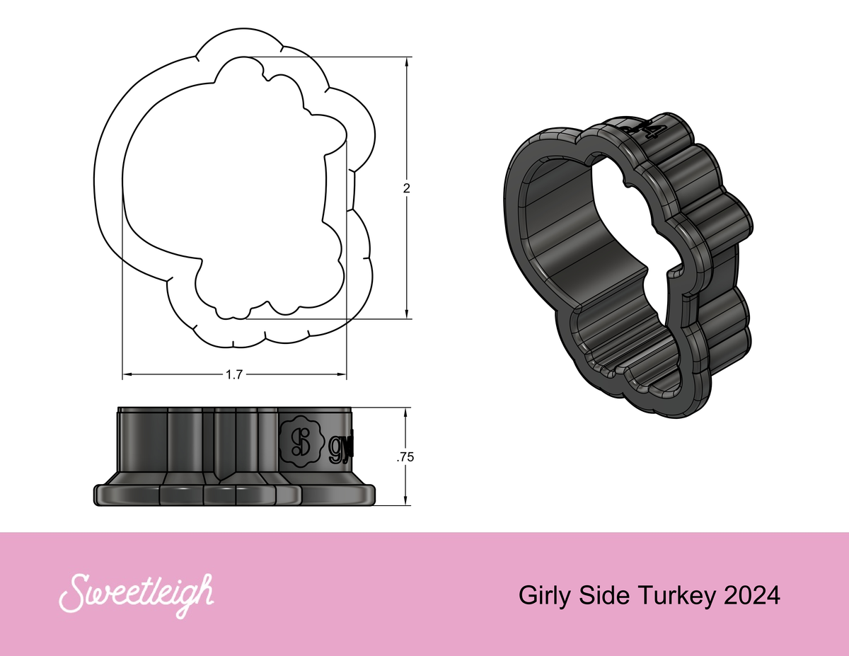 Girly Side Turkey 2024 Cookie Cutter