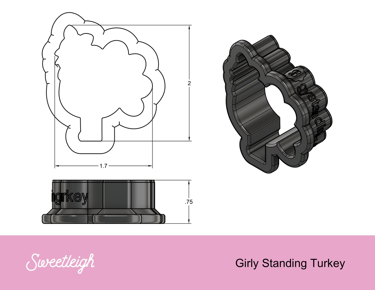 Girly Standing Turkey Cookie Cutter