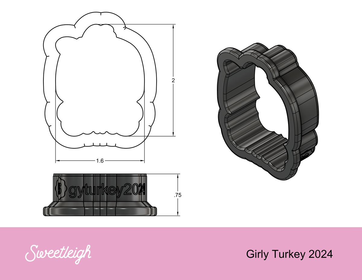 Girly Turkey 2024 Cookie Cutter