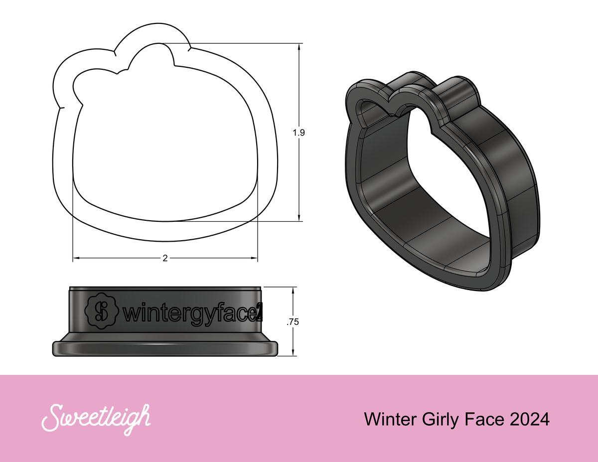 Girly Winter Face Cookie Cutter