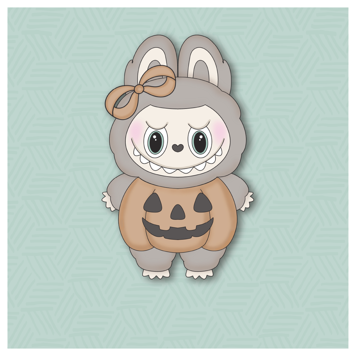 Chubby Girly Labubu Pumpkin Cookie Cutter