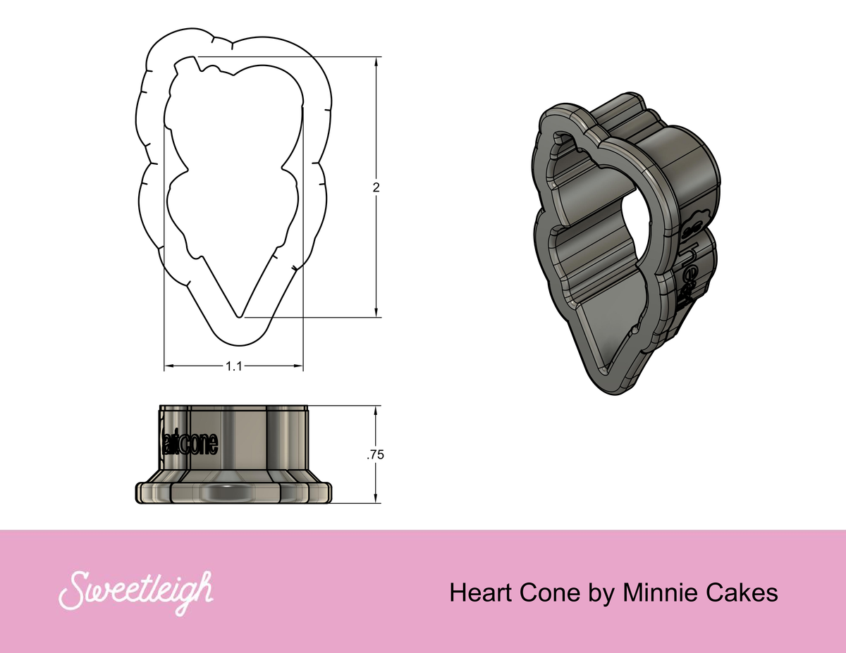 Heart Cone Cookie Cutter by MinnieCakes