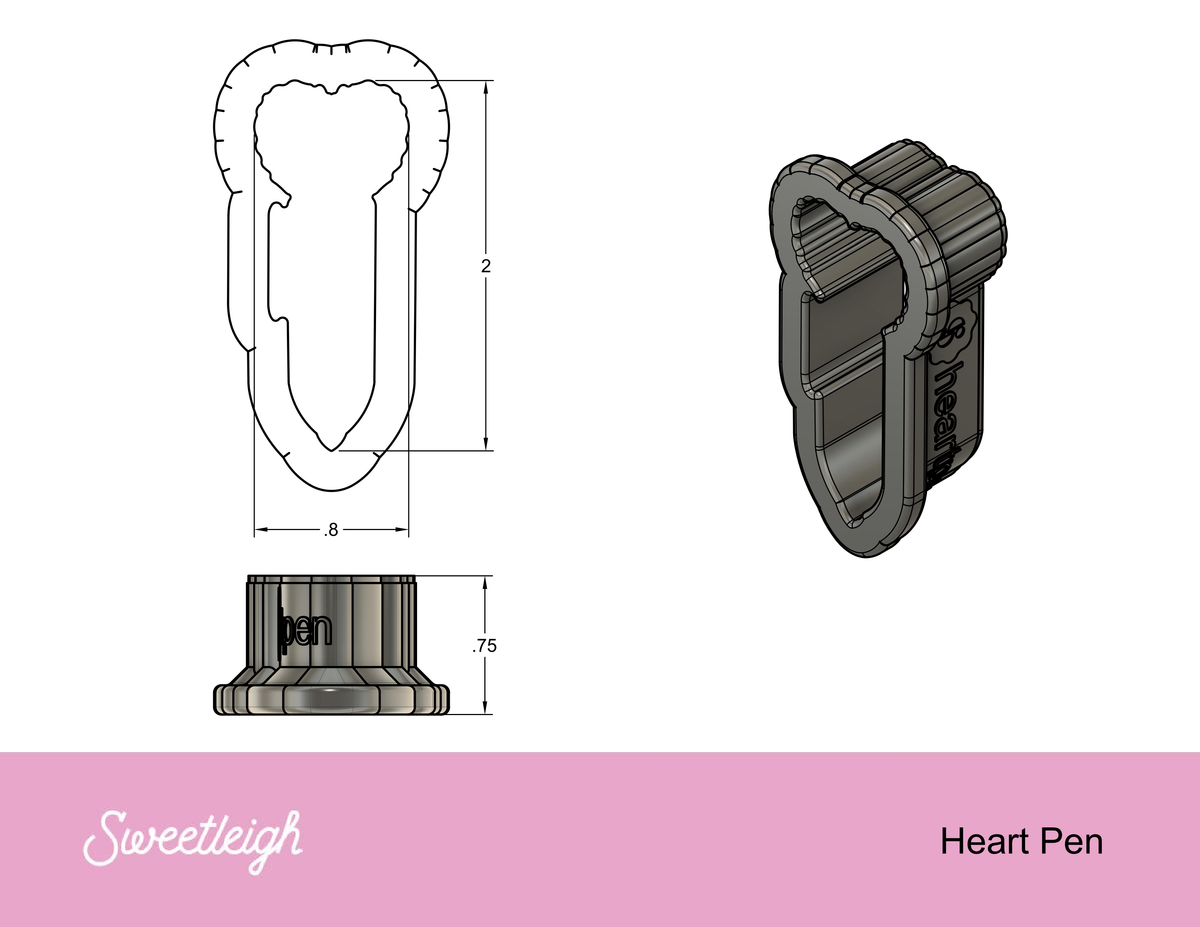 Heart Pen Cookie Cutter by MinnieCakes