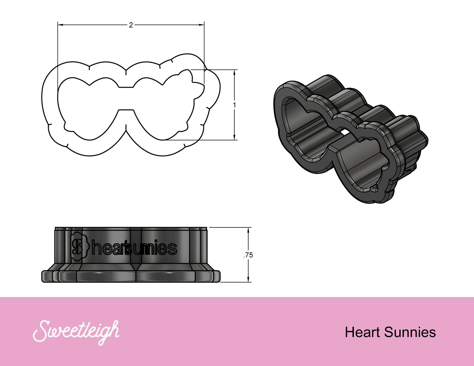 Heart Sunnies Cookie Cutter - Sweetleigh 