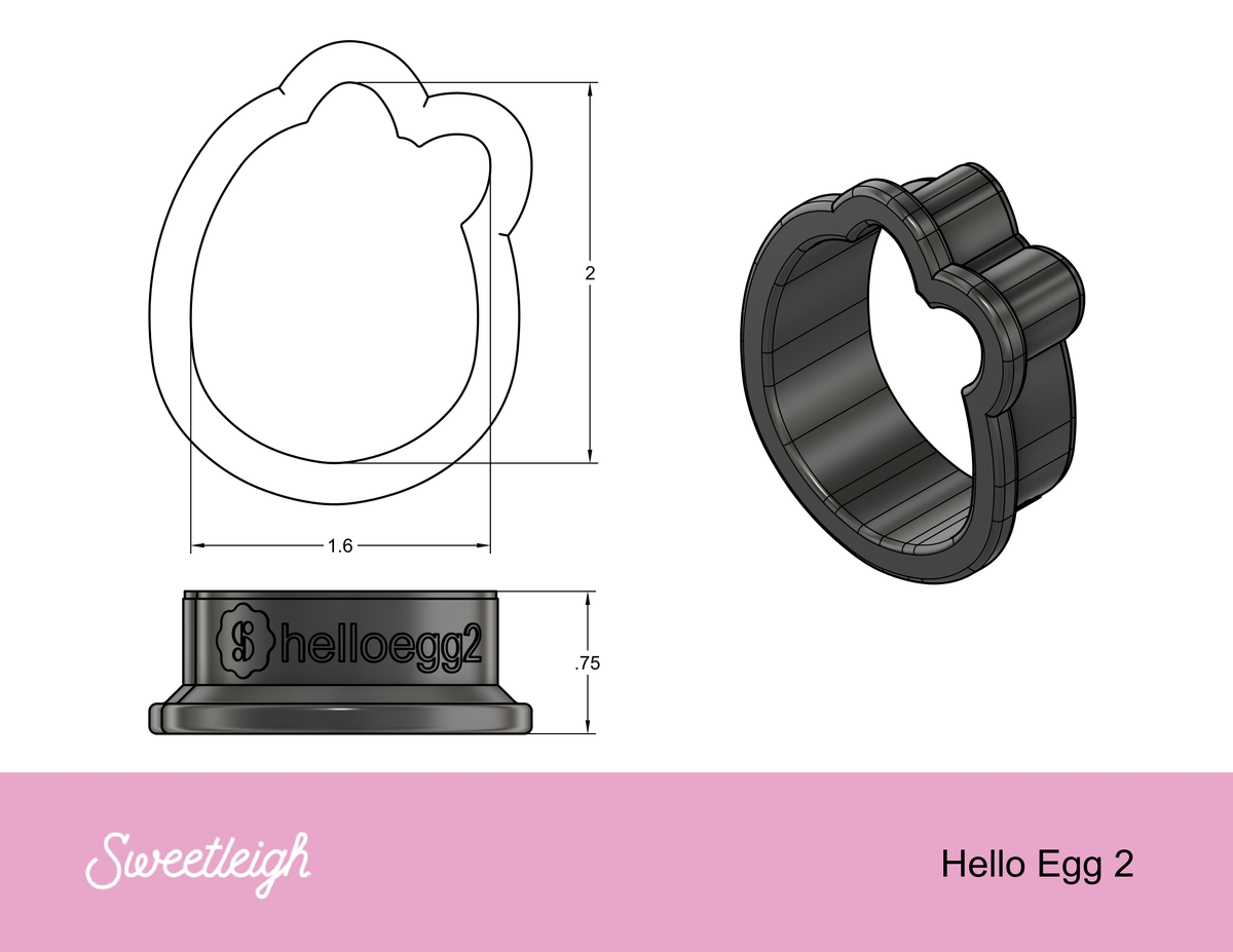 Hello Easter Egg 2 Cookie Cutter