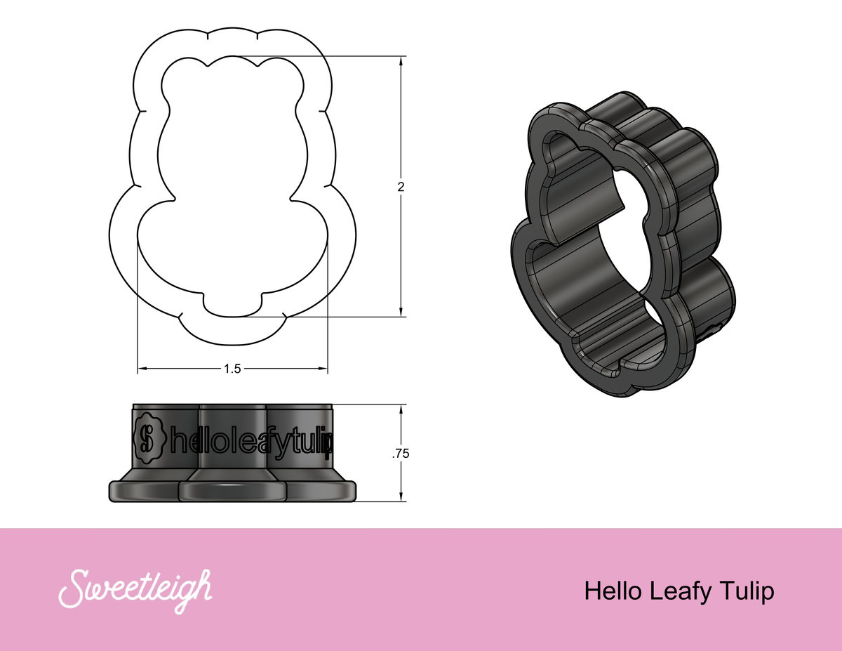 Hello Leafy Tulip Cookie Cutter