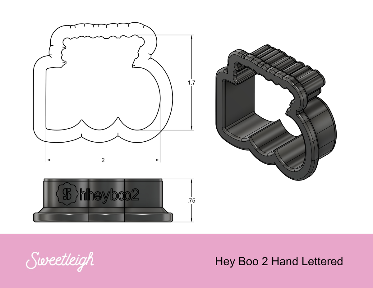 Hey Boo 2 Hand Lettered Cookie Cutter