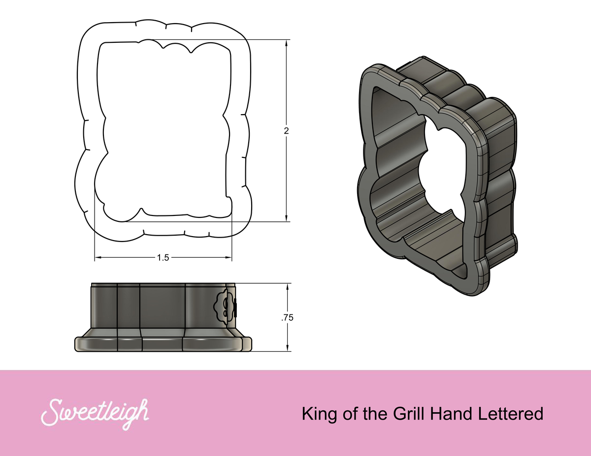 King of the Grill Hand Lettered Cookie Cutter