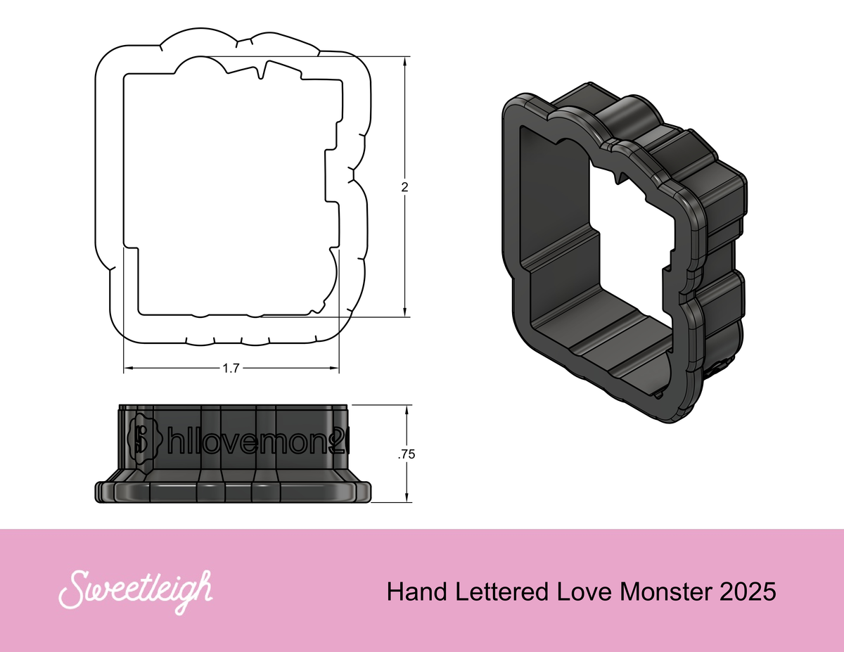 Love Monster Hand Lettered Cookie Cutter (2025)